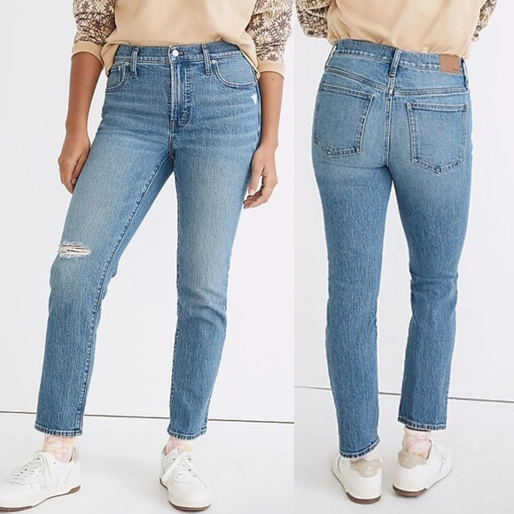 Madewell | Perfect Vintage Jeans Ainsdale Wash Knee Rip Edition - Picture 1 of 11